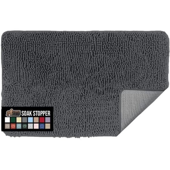 Soak Stopper Absorbent Indoor Chenille Doormat for Entry, 24x17, Charcoal - Picture 1 of 6